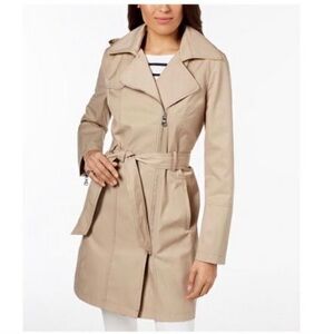 Vince Camuto Hooded Asymmetrical Women's Zip-Front Trench Coat Sz Sm Lined